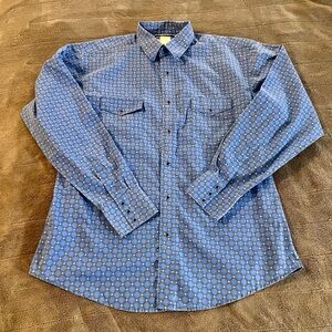 Wrangler Western Shirt Men's XL Blue  Pearl Snap Long Sleeve Ranch Country Rodeo